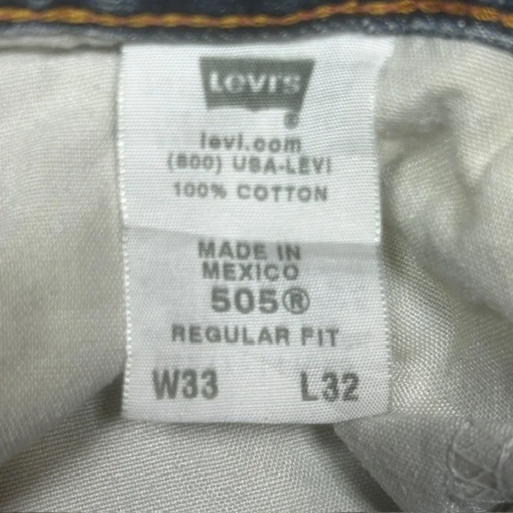 Levis 505 Jeans Mens 33x32 Blue Regular Fit Denim Distressed Paint‎ Stains